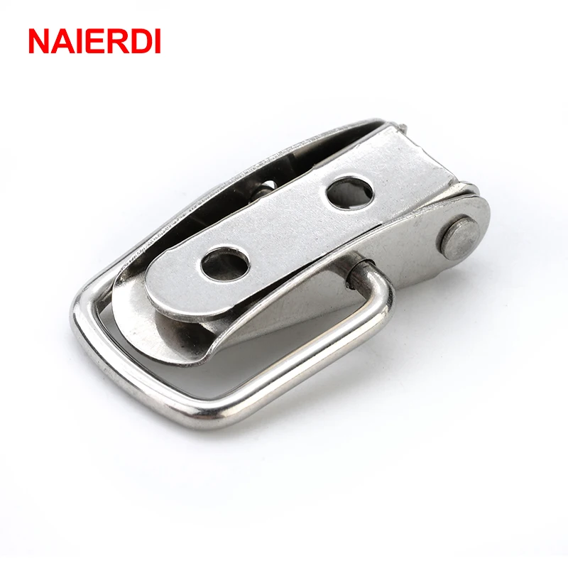 5PCS NAIERDI J107 Hardware Cabinet Boxes Spring Loaded Latch Catch Toggle 46*21 Mild Steel Hasp For Sliding Door Simple Window