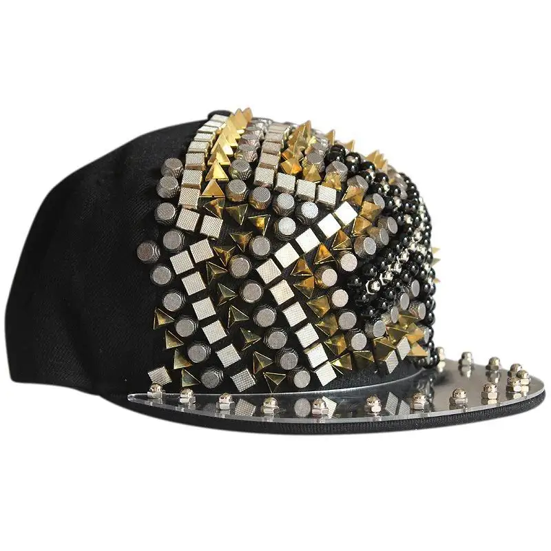 GBCNYIER Hip Hop Cool Hat Dance Show Sports Male Hat Rivet Fashion Adjustbale Female Cap Team Show Cool Hiphop Flat Brim Caps