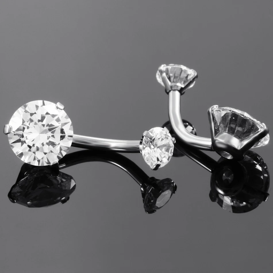 1PC Steel Crystal Zircon Body Jewelry Belly Button Rings Piercing Navel Bars Stud Ombligo Nombril Stud Piercings Jewelry