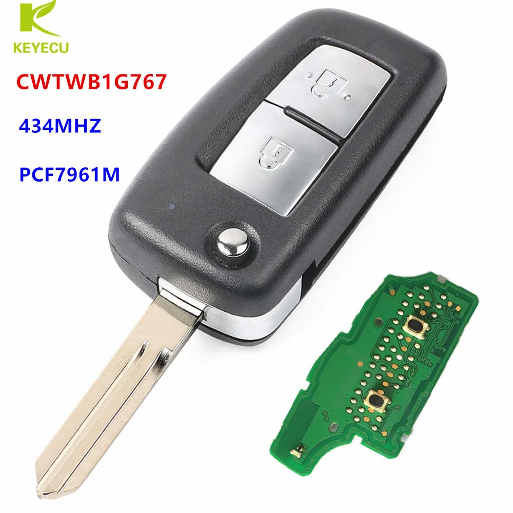 

KEYECU Replacement Flip Remote Key 2 Buttons 433MHz PCF7961M for Nissan Qashqai Pulsar Juke X-Trail T32 Micra CWTWB1G767