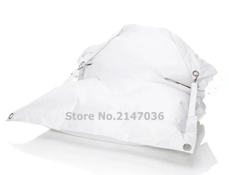 white outdoor buckle bean bag chair, external camping belts beanbag sofa cushions