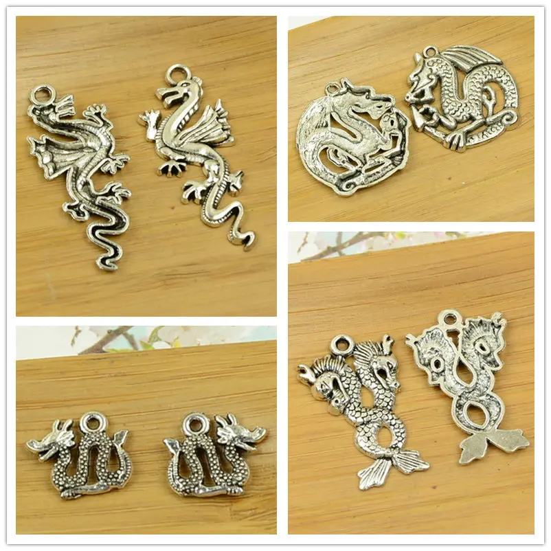 

dragon alloy pendant DIY jewerly accessories making finding animal shape charms antique silver hot choker bracelet free shipping