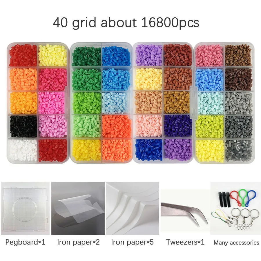 Mini kits de cuentas Hama 2,6 para niños, plantilla de herramientas, juguete educativo Perler fusible, rompecabezas de cuentas 3D, 20-80 colores