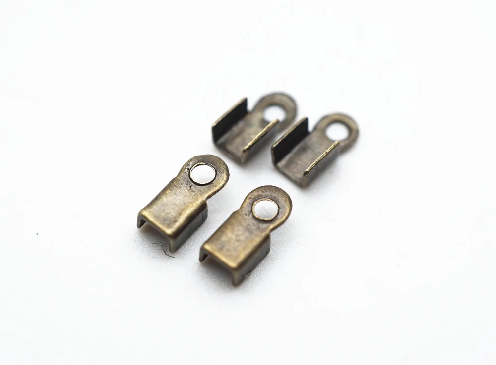 100 Stück Leder-Endkappen, silber-/goldbeschichtet, zum Falten und Crimpen, Kabelendverbinder, Verschluss für Schmuckherstellungszubehör – Detail 2