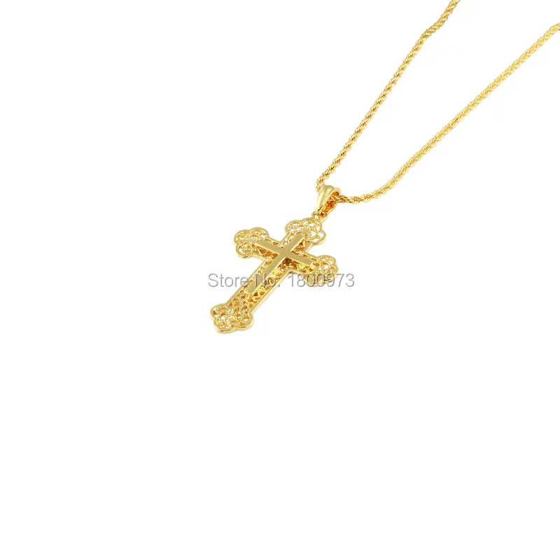Gold Cross Pendant For Men Women  Gold Color Pendant Necklace African Christian Catholic Jewelry For Unisex