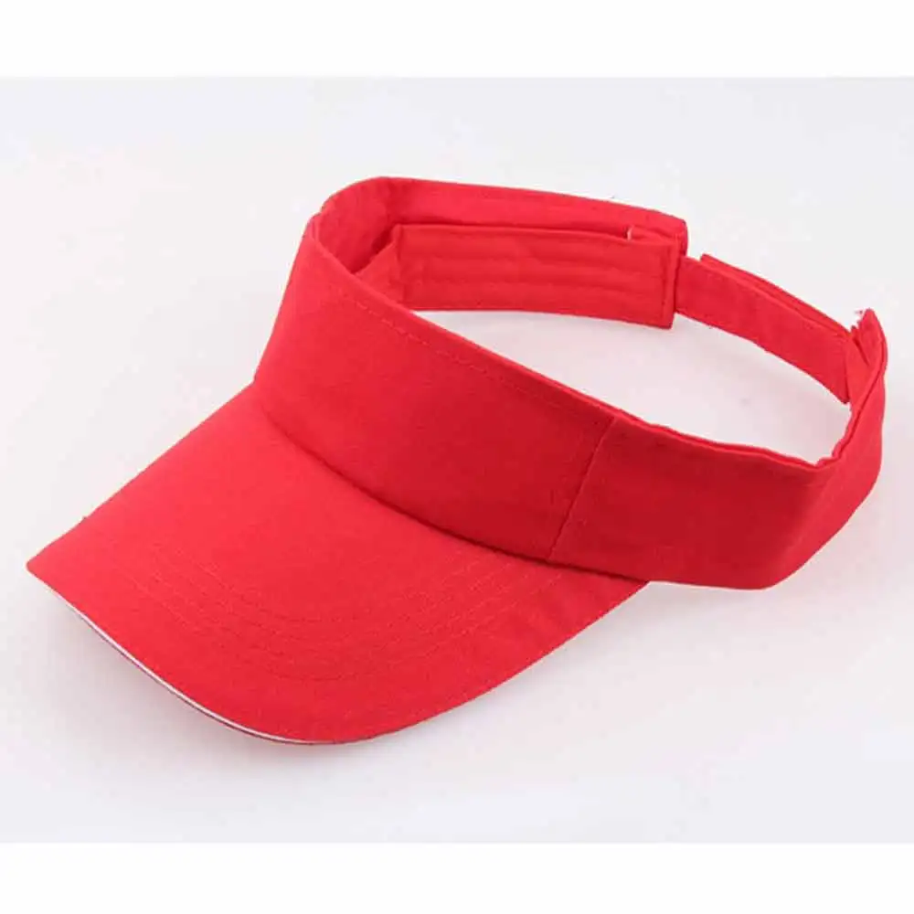 Outdoor Summer Sandwich Bill Golf Visor Hat Men Women\'s Running Visors Size 58CM Black Orange Sky Blue Red