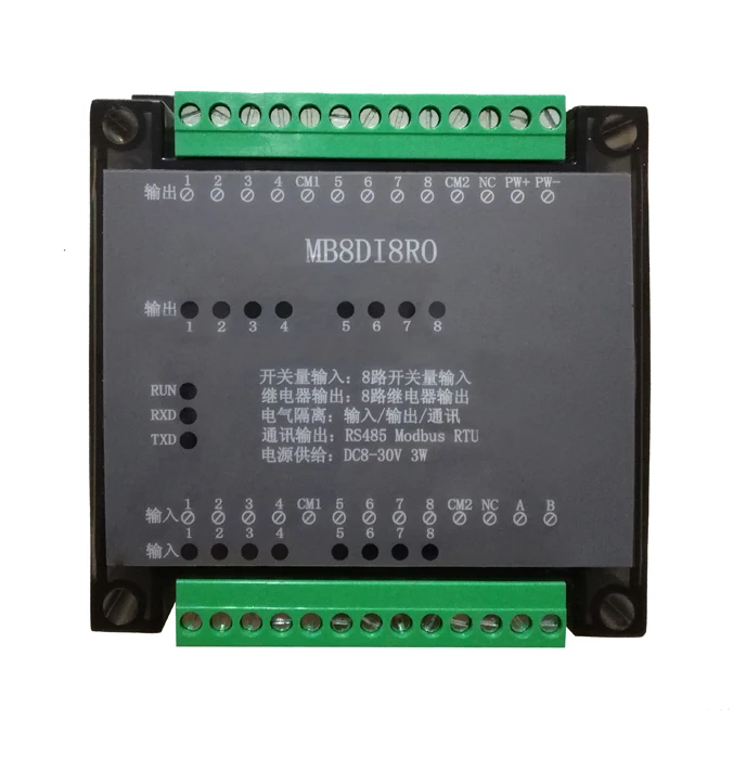 8DI/8RO digital input and output isolation type acquisition module, RS485Modbus acquisition module communication