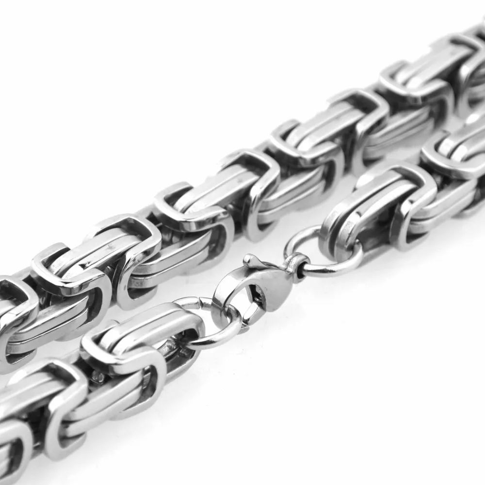 4/5/8mm Width For Choose Silver Color Stainless Steel Byzantine Box Chain Men\'s Boy\'s Necklaces or Bracelet