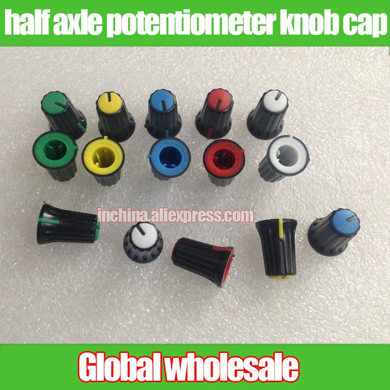 

60pcs black half axle D hole potentiometer knob cap / mixer console audio volume adjustment switch knob 270 degrees