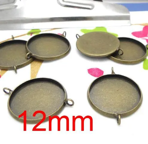 

Free shipping!!! 400pcs round shape with double ring bronze Frame charms Pendants 12mm