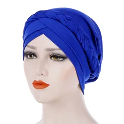 KepaHoo Bohemia Style Women Turban Hat Braid Knot Lady Head Scarf Hijab Muslim Inner Hijab for Women Hair Accessories Hair Loss