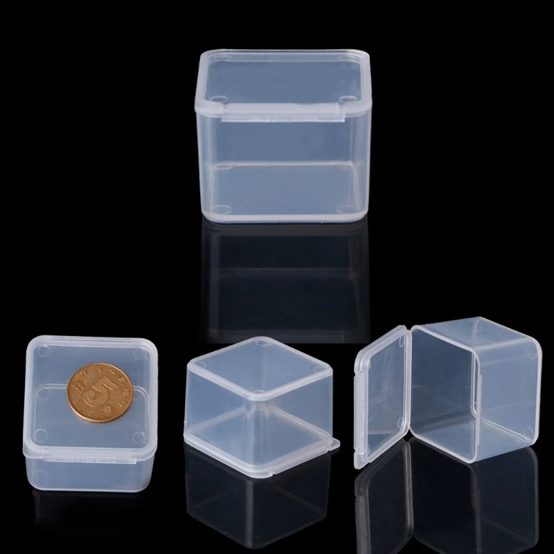 Square Transparent Plastic Jewelry Storage Boxes Beads Crafts Case Containers W215