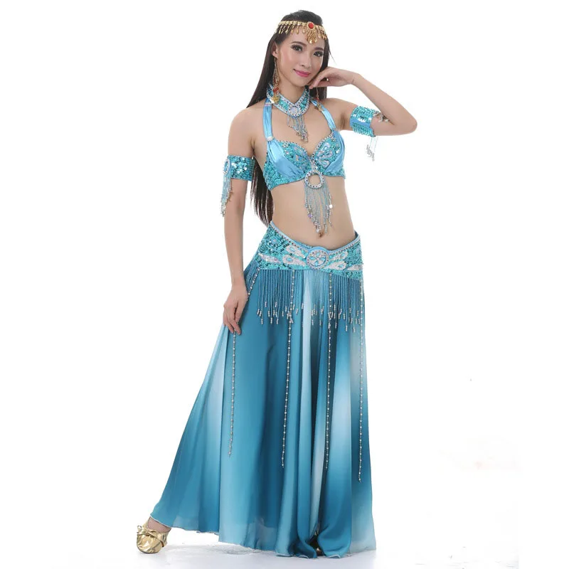 New Sexy Belly Dance Costume Set Long Bellydance Mermaid Skirt Dance Costume Set Indian Dance Costumes Bollywood Dress 3 PCS/SET