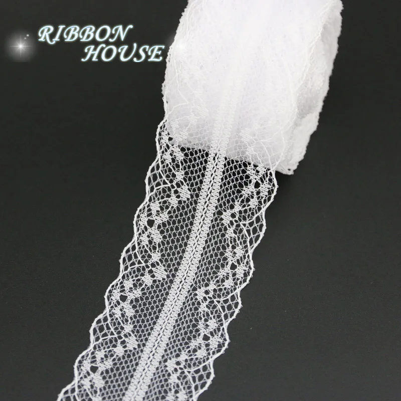 (5 yards/roll) White lace fabric Webbing Decoration Love gift packing Material (20/25/30/35/40mm)