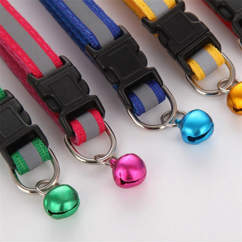 10pcs/lot Adjustable Wide 1.0cm Nylon Dog Collars Pet Collars With Bells Charm Necklace Collar For Little Dogs Cat Collars