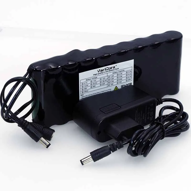 VariCore 12 v 9.8Ah 9800mAh 18650 Rechargeable Battery 12V Protection Board CCTV Monitor battery DC 5.5*2.1mm+12.6V 1A Charger