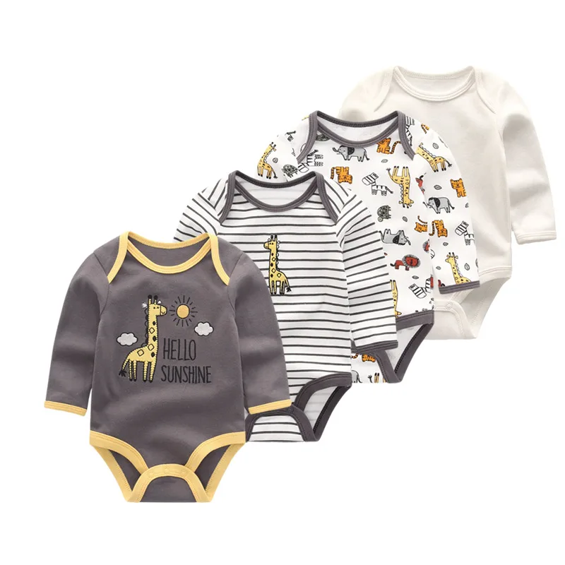 4pcs/lot Newborn Baby Onesies Long-sleeved Triangle Romper Baby Boy Girls Clothes Girls Baby Onesies 0-12m