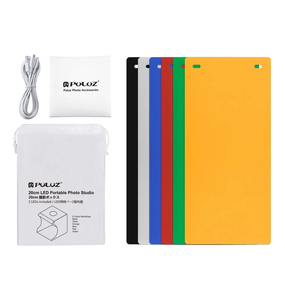 صندوق إضاءة صغير قابل للطي لاستوديو الصور ، 2 لوح إضاءة LED ، مجموعة خلفية للصور ، صندوق إضاءة لكاميرا DSLR