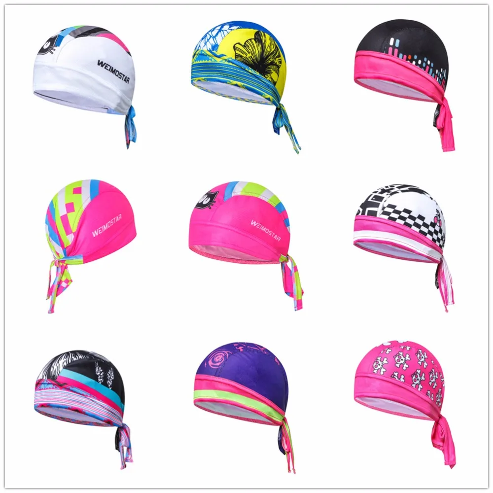 Bike Hat Flexible Cycling Helmet Cap Women Men Black Bicycle bandana pirates scarf MTB Team Headband Headwear Pink Black White