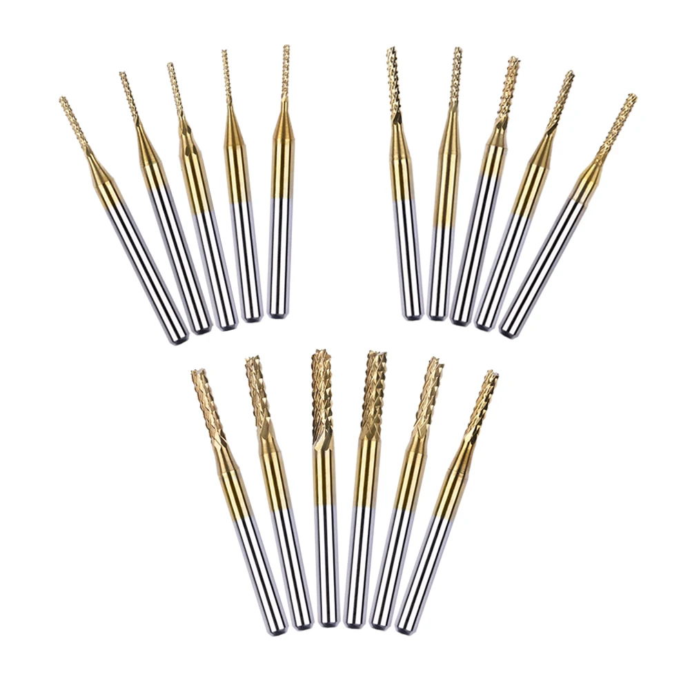 1Pc 0.8mm-3.175mm Titanium Coated Carbide Milling Cutter Engraving Edge Cutter CNC Router Bits End Mill for PCB Machine  Useful