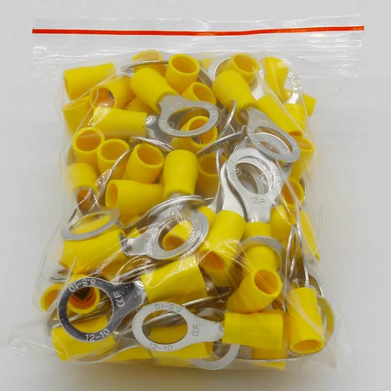 RV5.5-10 Yellow Ring insulated terminal suit 4-6mm2 Cable Wire Connector 50PCS/Pack cable Crimp Terminal RV5-10 RV