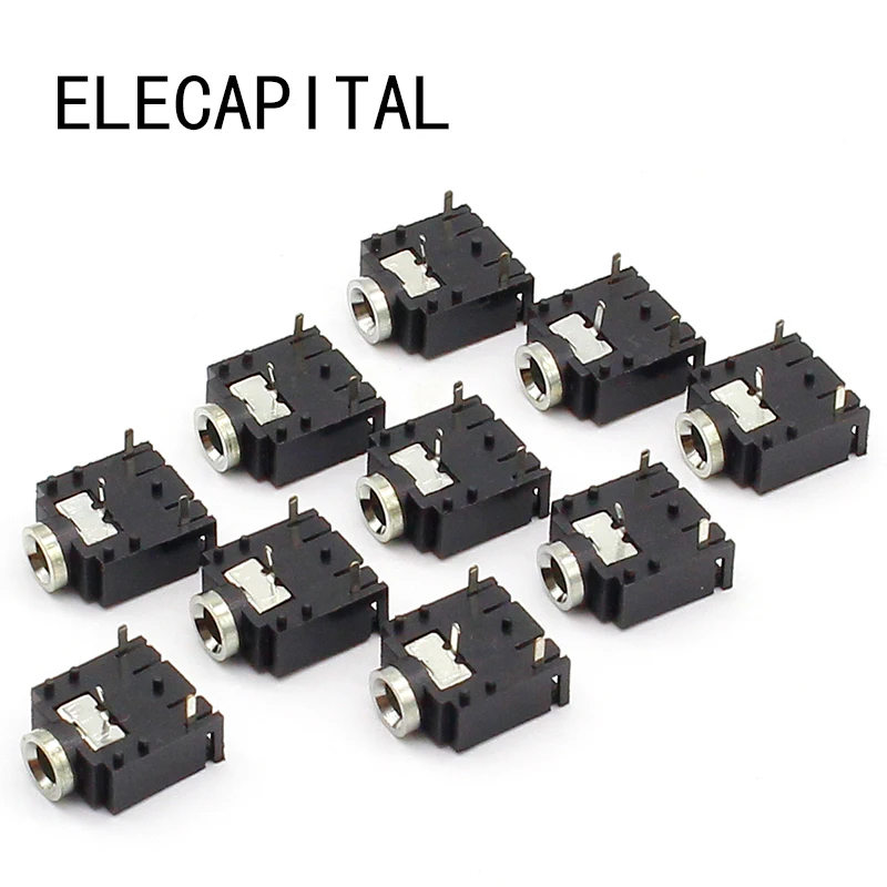 10pcs 3 Pin 3.5mm Audio Jack Socket PCB Panel Mount for Headphone With Nut PJ-324M