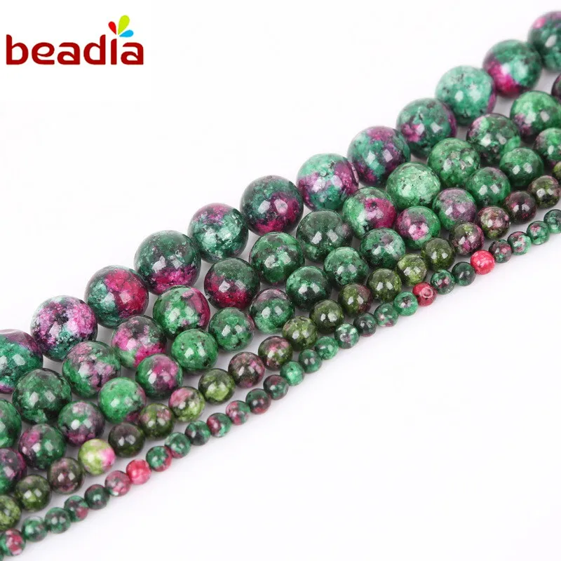 Hot Fashion Dia 4/6/8/10/12mm Hole 1mm 32-95pcs/bag Natural Epidote Zoisite Stone Beads For DIY Bracelet Necklace Jewelry Making