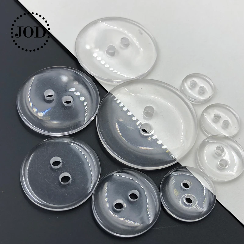 Boutons de couture en résine plastique pour Scrapbooking, boutons ronds Lucency à deux trous, Bottoni, accessoires transparents et clairs de 9 à 25mm