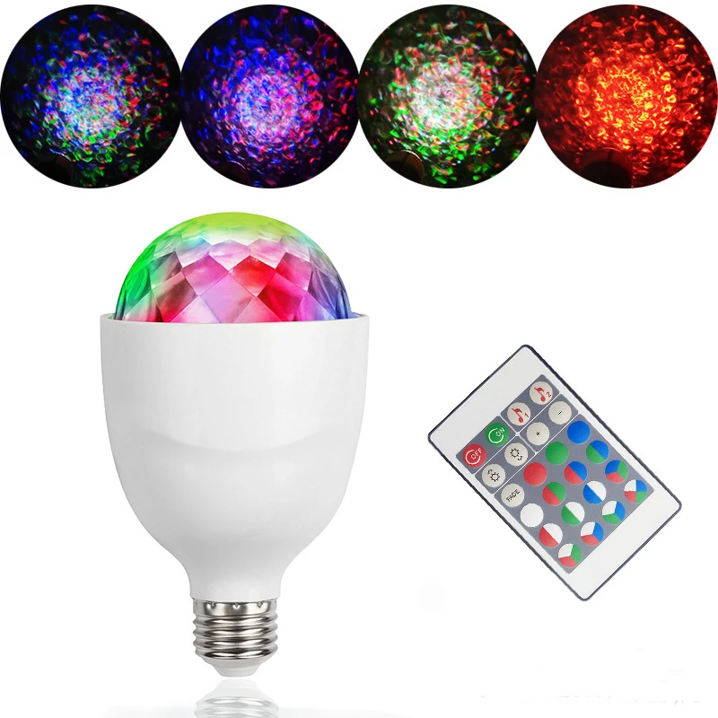 Mini 4W E27 RGBW LED Water Wave Ripple Disco Stage Light Sound Actived Crystal Magic Disco Ball KTV Xmas Wedding Party Lights