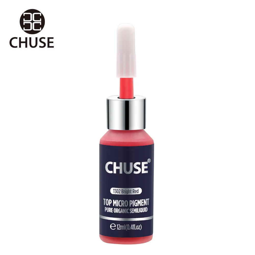 CHUSE T302 Permanent Makeup Ink Bright Red Eyeliner Tattoo Inks Set Eyebrow Microblading Pigment Professional 12ML 0.4oz