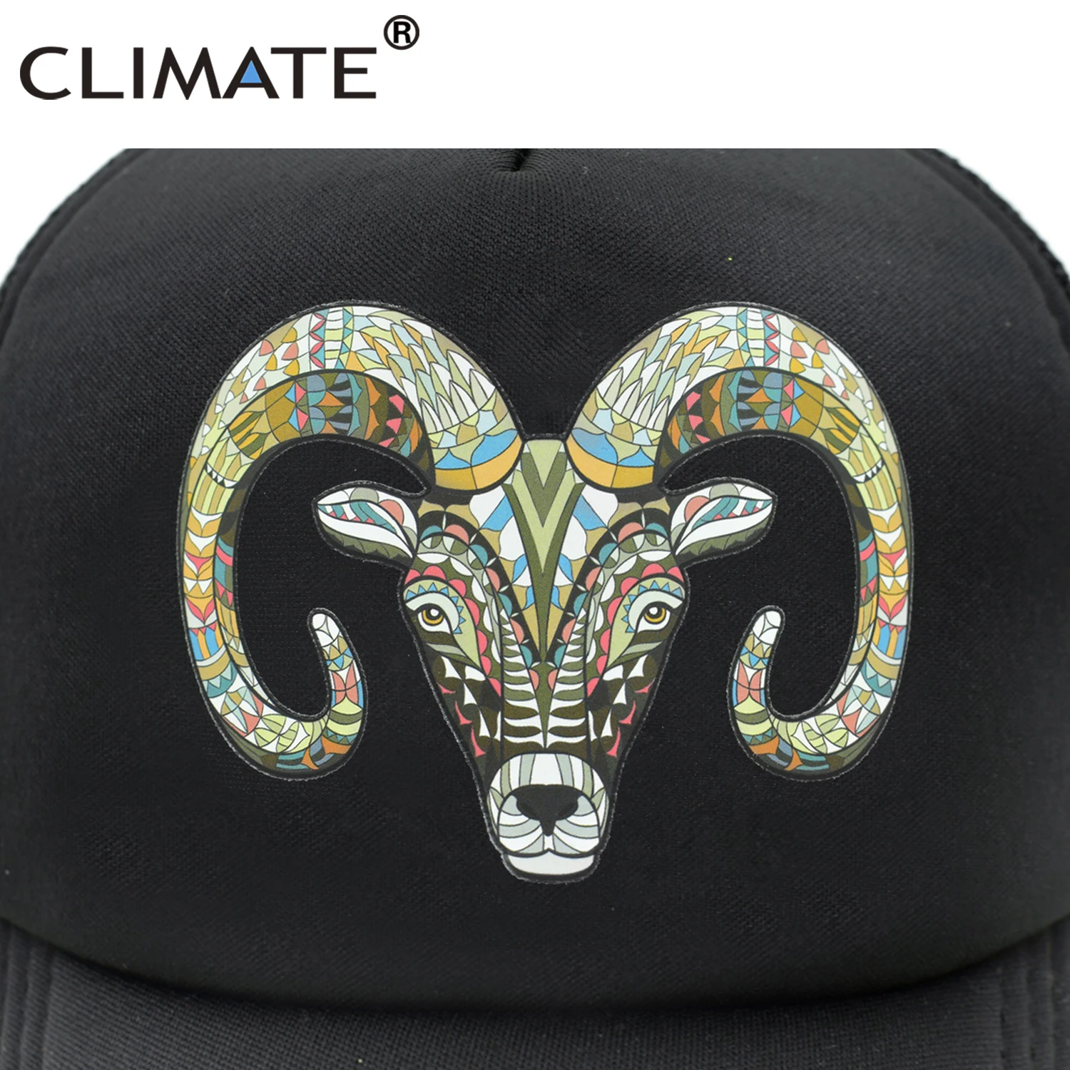 CLIMATE Goat Trucker Caps Hat Women Men Goat Head Hat Cap Cool Hip Hop Summer Colorful Mesh Baseball Cap Hat for Men Women Youth