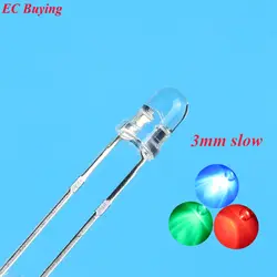 50pcs Clear F3 3mm RGB Slow Flashing Red Green Blue 3 Colors Multicolor Flicker 3 mm Light Emitting Diode LED Lamps Blinking