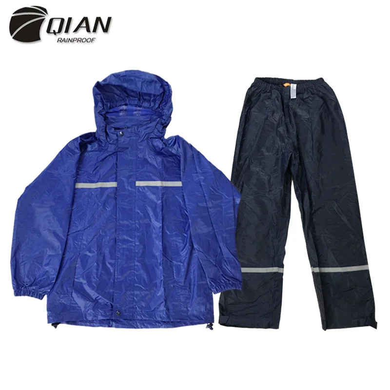 QIAN 6-15 Years Old Impermeable Children Raincoat School Waterproof Kids Rain Coat Boys/Girls Rain Gear Poncho Rain Pants Jacket