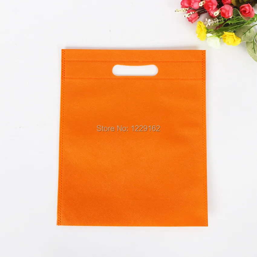 Free shipping 40x50cm Promotional Nonwoven Gift Bags Colorful Plain Dyed Ultrasonic PP Non woven Shopping Bags Party Supplies