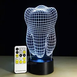 Zęby typu 3D Led lampa Dental kreatywny prezent kolorowe 3D zębów gradientu światła klinika stomatologiczna grafika Artware noc Dental show