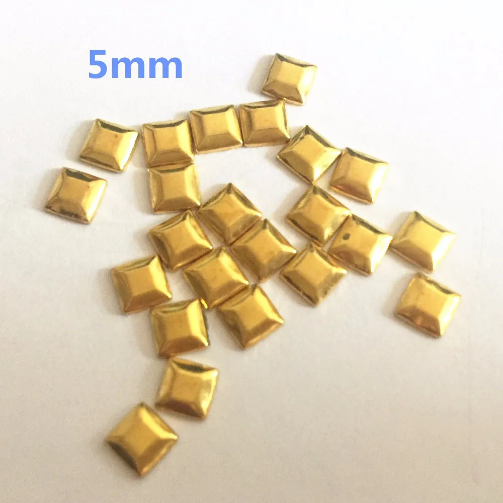 50pcs 5MM/10MM Golden Copper Hot Fix Square Shape Studs Hotfix Iron on Nailheads Beads For Clothing/shoes/ bags DIY Accessories