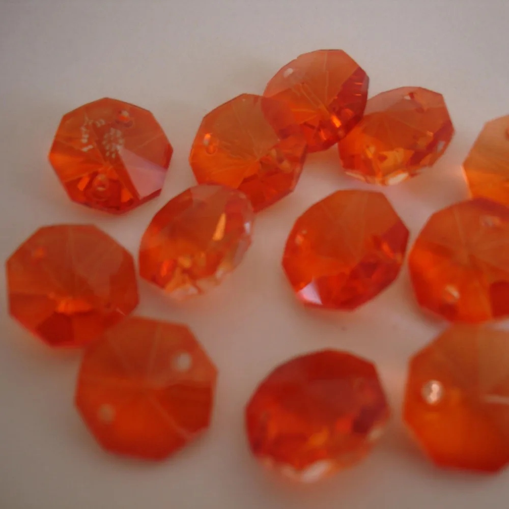 

1000pcs/lot Orange 14mm Glass Chandelier Beads In 2 Holes For Chandelier Crystal Parts Or Lamps