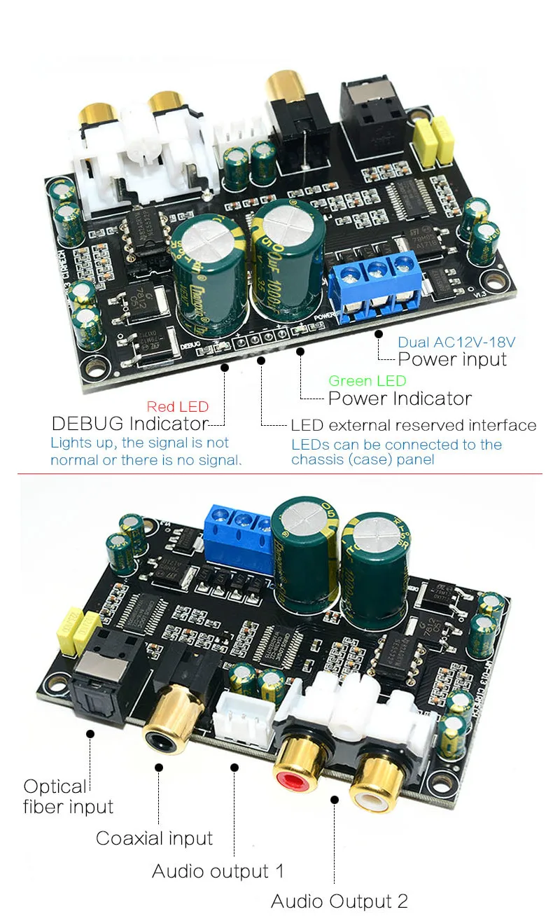 SOTAMIA Digital Audio Decoder CS8416 CS4398 DAC 4BIT192KHz SPDIF Coaxial Optical Fiber DAC Decoder Board For Amplifier Amp DIY
