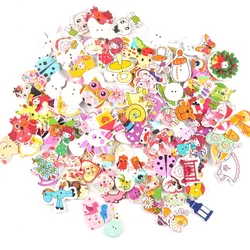 36 styles Cartoon Painting Wooden Buttons for Crafts Scrapbooking Sewing Clothes Button DIY Kid Apparel Supplies 15-35mm