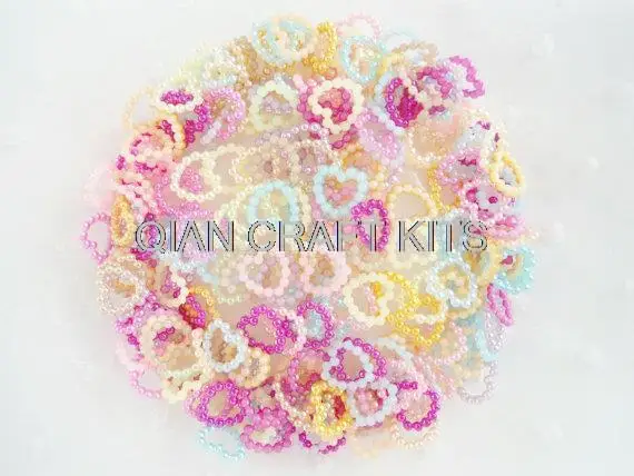 1500pcs- Pearlized Heart Flatback Multicolored Mix (11mm) rainbow color