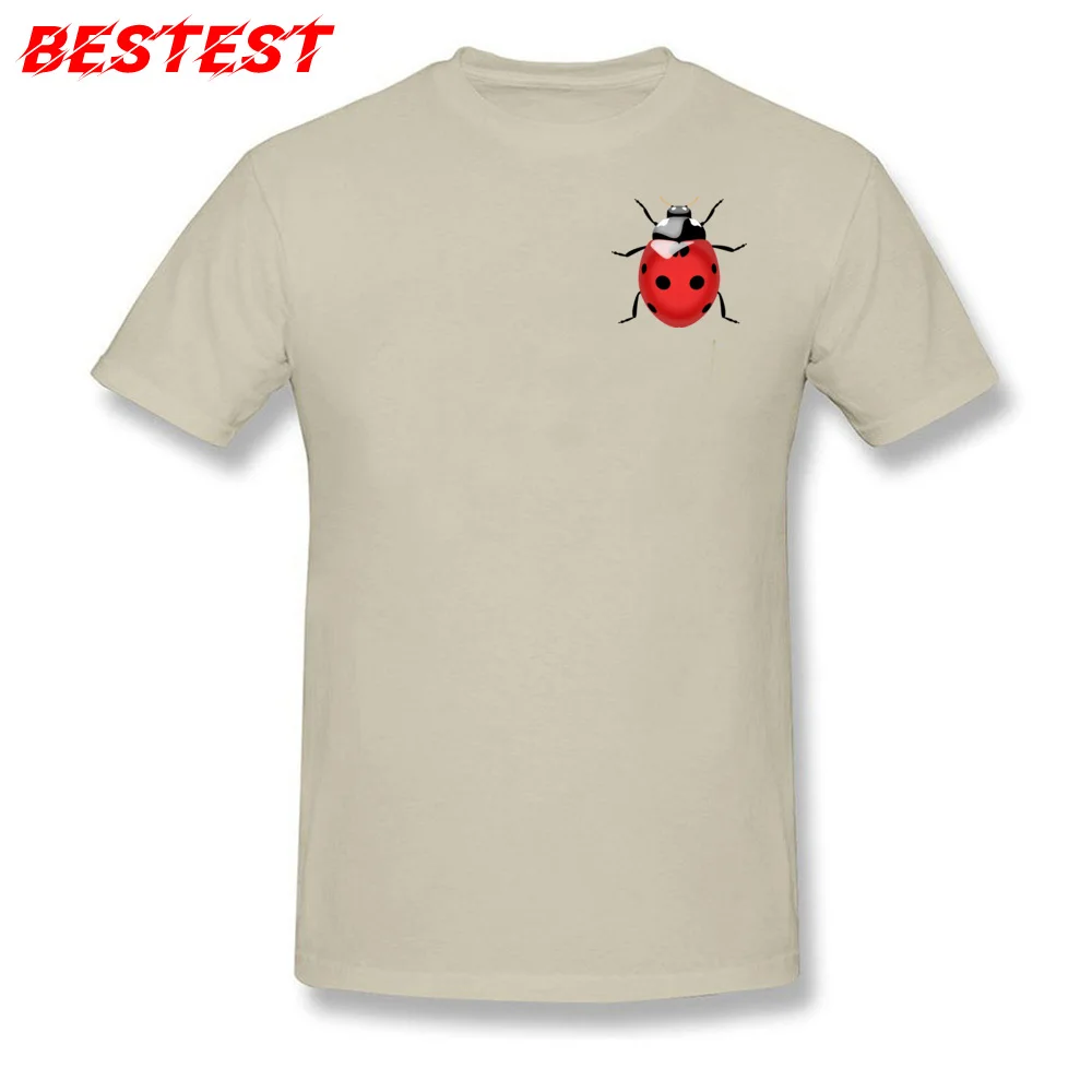 Designer Men TShirt Ladybug 3D T-shirt Birthday T Shirt Pure Cotton Tops Beige Tees Short Sleeve Personalized Clothes Wholesale