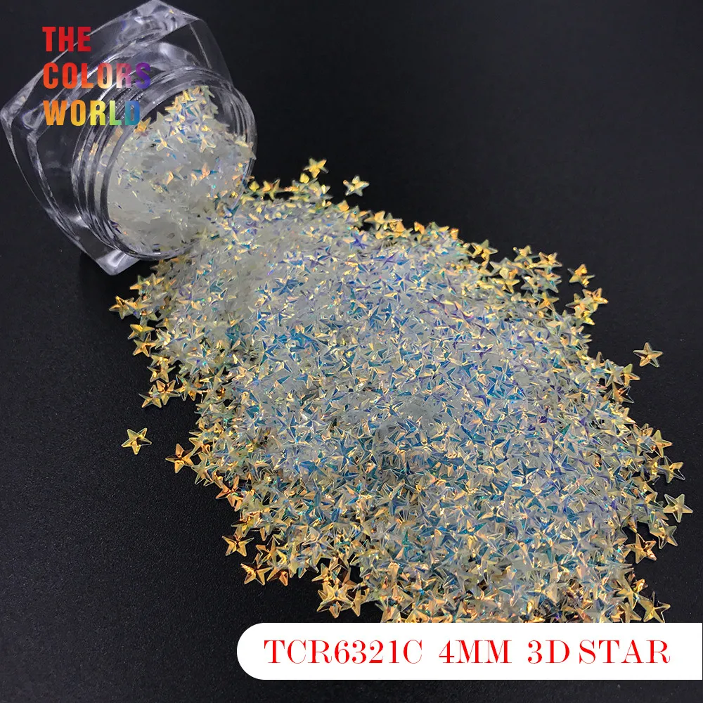 TCT-174 4 mm Sternform, 3D-Effekt, bunte Glitzer-Nagelkunst, DIY-Dekoration für Nagelgel, Make-up, Gesichtsbemalung