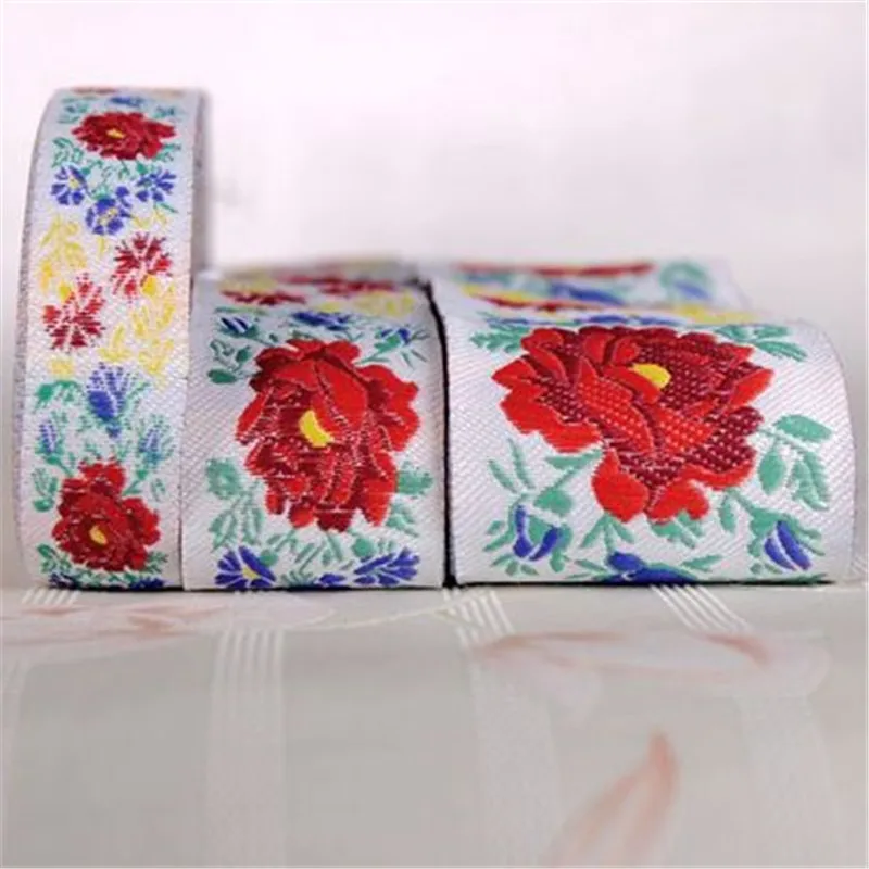 10yards 2/3/5cm Embroidery Jacquard Ribbon Webbing DIY Sewing Supplies Elegant Fresh Flowers Creative Gift Box Ribbon Decoration