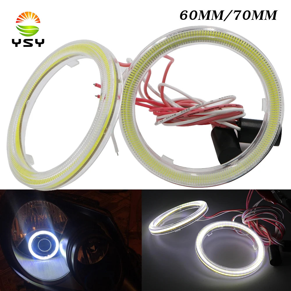 

YSY 1 pair Car Angel Eyes Led Car Halo Ring Lights Led Angel Eyes Headlight for Car Auto Moto Moped Scooter Motorcycle 60MM/70MM