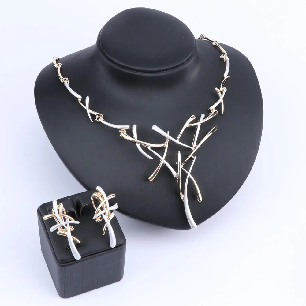 Fashion Metallic Earrings Statement Cross Jewelry Set For Women Punk Style Female Party Jewelry Sets