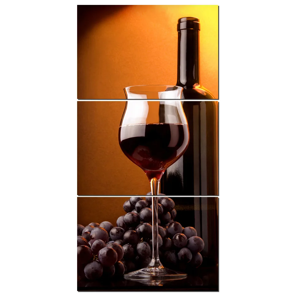 Canvas Print Pictures Wall Art Framework 3 Pieces Wine Grapes Liquor Painting Poster Modular Home Decor Living Room kitchen