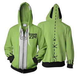 Anime Invader ZIM Hoodie Robot Gir Cosplay Costume Casual Zipper Jackets Sweatshirts