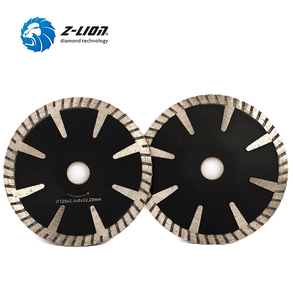 Z-LION 5 Inch Concave Curved Diamond Cutting Disc Turbo Rim Saw Blade For Granite Marble Stone Arbor 22.23 Or 16mm Turbo Wheel