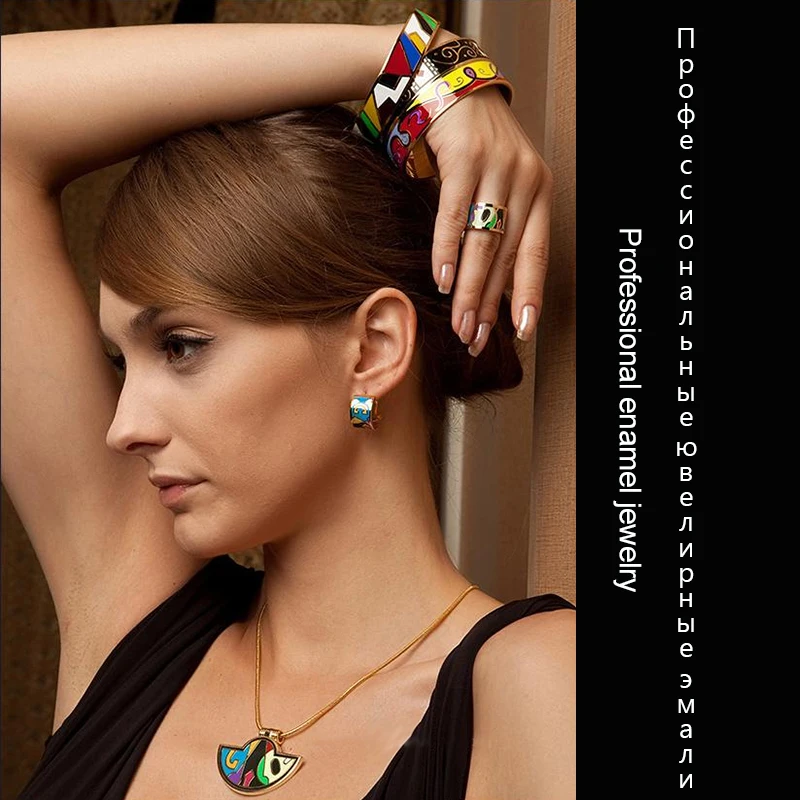 Color Culture Top Quality Wide Bracelets for Women Elegant Colorful Stainless Steel Bangles 32MM Purple Jewelry