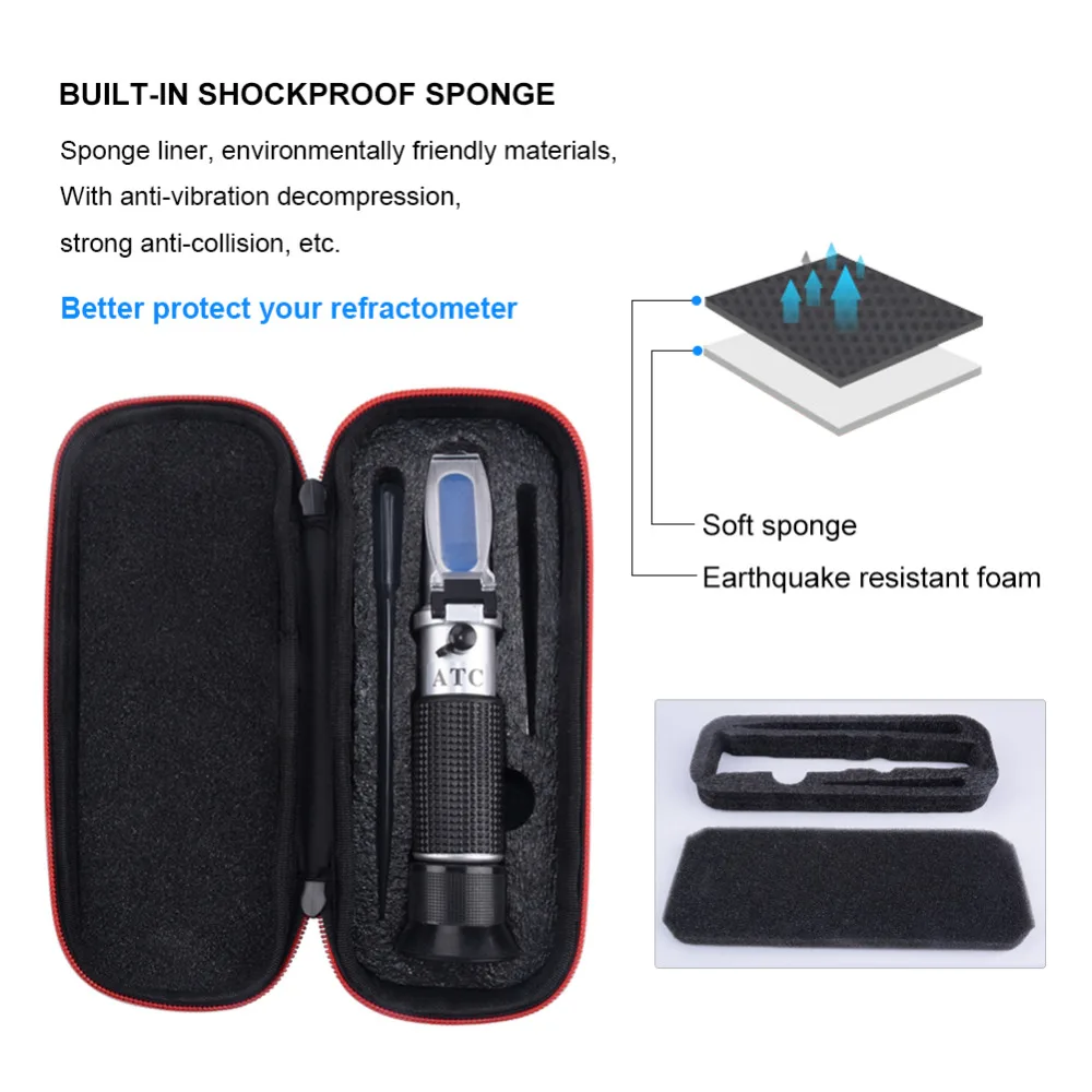 New Shockproof Box Packaging 0-32% Brix Refractometer Brix Meter Beer Handheld Sugar Meter ATC Optical Tester